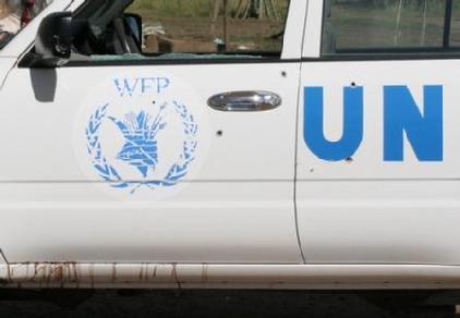 Blood stained and bullet holed: A UN vehicle following an armed attack. James Bevan, Lokichoggio, Northern Kenya, XX
